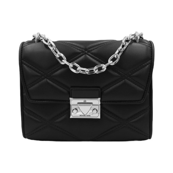 NWT MICHAEL KORS Serena Black Quilted Crossbody Bag - Picture 1 of 13